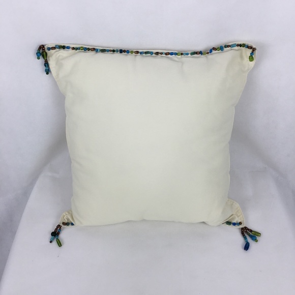 Turquoise & Glass Beaded Accent Pillow - Picture 5 of 6